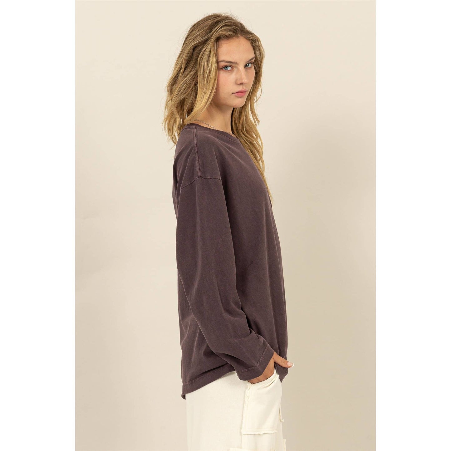 OVERSIZED CREW NECK LONG SLEEVE TEE