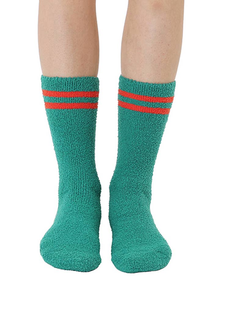 Fuzzy Crew Socks w/ Bottom Grip Phrase- "Jingle all the Way"