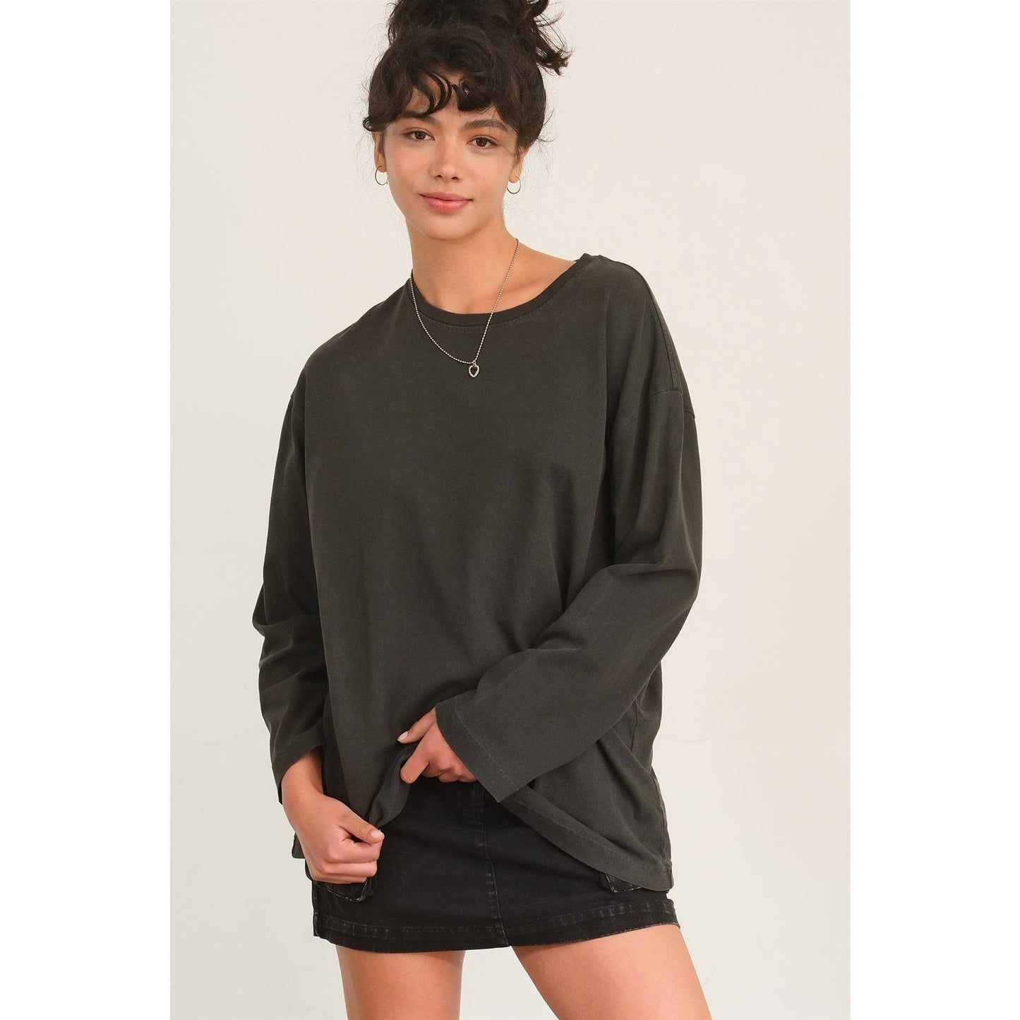 OVERSIZED CREW NECK LONG SLEEVE TEE